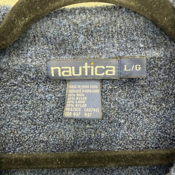 Nautica Men’s Blue Knit Polo Sweater Long Sleeve Pullover Collared Size L/G - Picture 6 of 9